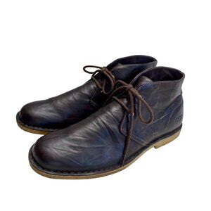 Ugg Mens Leather Chukka Boots Size 12 Brown Shearling-Lined Casual Comfort
